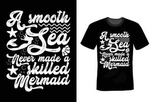 design della maglietta della sirena, vintage, tipografia vettore
