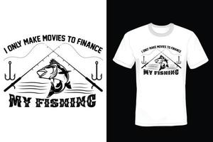 design della maglietta da pesca, vintage, tipografia vettore