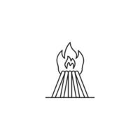 icona della fiamma del fuoco del falò da campeggio vettore