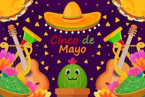 sfondo di celebrazione del festival cinco de mayo piatto vettore