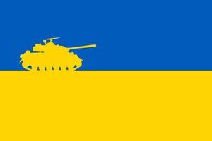 carro armato sulla bandiera dell'Ucraina vettore