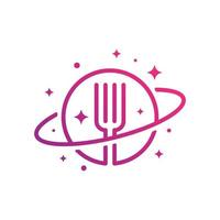 forcella cibo pianeta logo design vettore