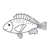 pesce singolo con belle pinne in stile doodle vettore