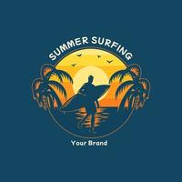 illustrazione di estate surf silhouette vettore