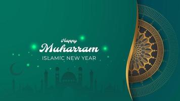 felice muharram islamico nuovo anno saluto con mandala vettore