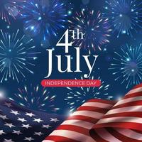 festeggiare il 4 luglio con fuochi d'artificio vettore