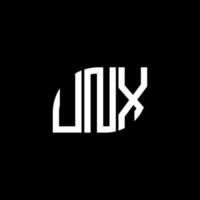 unx lettera logo design su sfondo nero. unx creative iniziali lettera logo concept. disegno della lettera unx. vettore