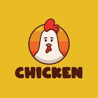 divertente e carina mascotte con logo di pollo vettore