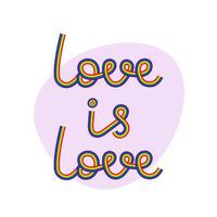 l'amore è amore lettere arcobaleno. slogan delle persone lgbt. citazione disegnata a mano colorata isolata. illustrazione del testo vettoriale