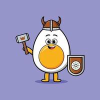 simpatico personaggio dei cartoni animati uovo sodo pirata vichingo vettore