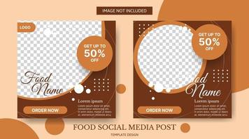 design del modello di post sui social media culinari per la promozione vettore