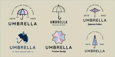 set di logo ombrello linea moderna arte illustrazione vettoriale modello icona graphic design