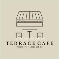 Terrace Cafe line art logo design minimalista del modello di illustrazione vettoriale. Caffetteria ristorante street food per logo concept business vettore