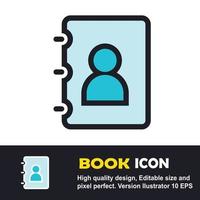 illustrazione dell'icona del libro del profilo utente, cronologia. vettore