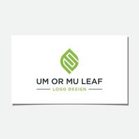 vettore di design del logo foglia um o mu