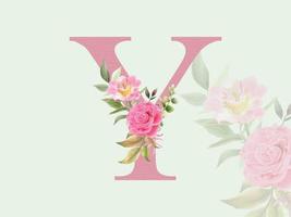 bellissimo alfabeto y con bouquet floreale vettore