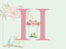 bellissimo alfabeto h con bouquet floreale vettore