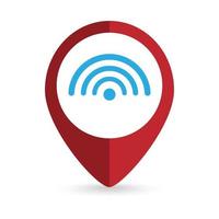 puntatore della mappa con icona wireless e wifi. illustrazione vettoriale. vettore