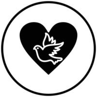 colomba con stile icona del cuore vettore
