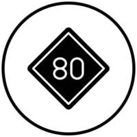 80 stile icona limite di velocità vettore