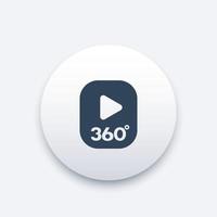 Icona del contenuto video a 360 gradi, pulsante vettoriale