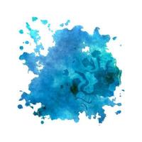 macchia acquerello blu su sfondo bianco, spruzzata di colore indaco. elemento decorativo, trama