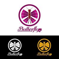 logo mascotte, simbolo farfalla, design semplice, unico e moderno vettore