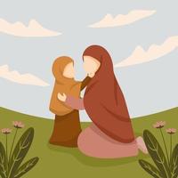 illustrazione musulmana della figlia e della madre vettore