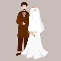 illustrazione musulmana piatta delle coppie di nozze vettore