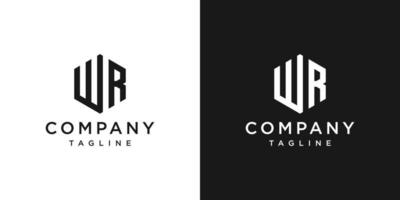 lettera creativa wr monogramma logo design modello icona sfondo bianco e nero vettore