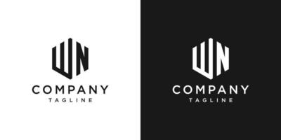 lettera creativa wn monogramma logo design modello icona sfondo bianco e nero vettore