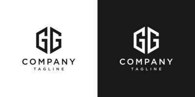 creativo lettera gg monogramma esagono logo design modello icona sfondo bianco e nero vettore