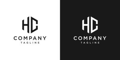 lettera creativa hc monogramma esagono logo design modello icona sfondo bianco e nero vettore