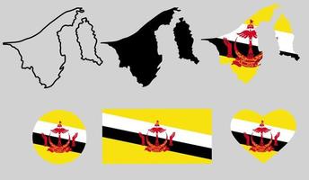 icona della bandiera della mappa del brunei darusalam vettore