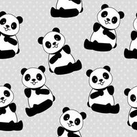 carino panda senza cuciture sfondo, cartone animato orsi panda illustrazione vettoriale, bambini creativi per tessuto, confezionamento, tessile, carta da parati, abbigliamento. vettore