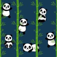 carino panda senza cuciture sfondo, cartone animato orsi panda illustrazione vettoriale, bambini creativi per tessuto, confezionamento, tessile, carta da parati, abbigliamento. vettore