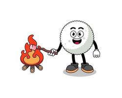 illustrazione della palla di riso che brucia un marshmallow vettore