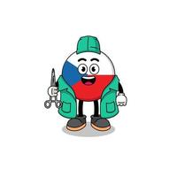 illustrazione della mascotte della repubblica ceca come chirurgo vettore