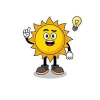 cartone animato del sole con una posa di idee vettore