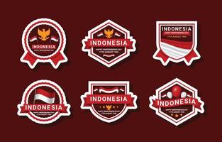 set di adesivi per il giorno dell'indipendenza dell'indonesia vettore