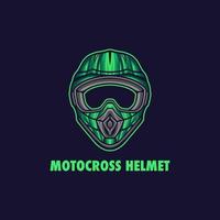 illustrazione del casco da motocross con colore verde vettore