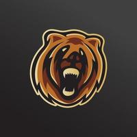 logo della mascotte dell'orso per giochi di eSport o emblemi vettore