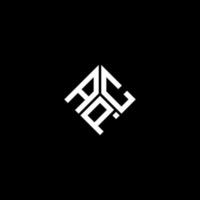 apc lettera logo design su sfondo nero. apc creative iniziali lettera logo concept. disegno della lettera apc. vettore