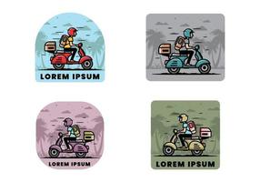 l'uomo va in vacanza in sella a uno scooter illustrazione vettore