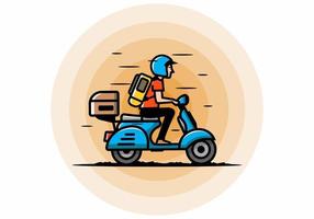 l'uomo va in vacanza in sella a uno scooter illustrazione vettore