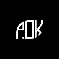 pok lettera logo design su sfondo nero.pok creative iniziali lettera logo concept.pok vettore lettera design.