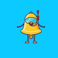 simpatico personaggio dei cartoni animati di campana subacquea vettore