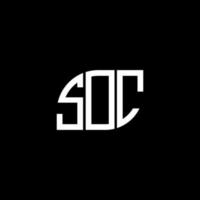 soc creative iniziali lettera logo concept. soc lettera design.soc lettera logo design su sfondo nero. soc creative iniziali lettera logo concept. disegno della lettera soc. vettore