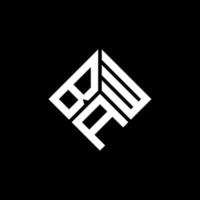 disegno del logo della lettera baw su sfondo nero. baw creative iniziali lettera logo concept. disegno della lettera baw. vettore