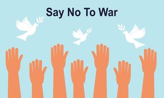 la gente è contraria alla guerra. dire no alla guerra. illustrazione della pace nel mondo vettore